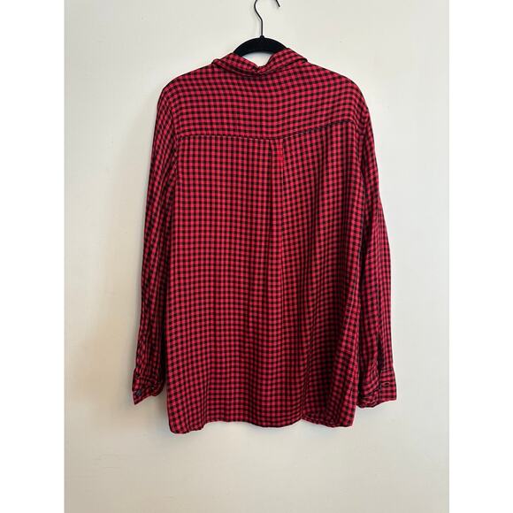 Old Navy Red Black Checkered Button Up Shirt Women’s Larg - Picture 5 of 5